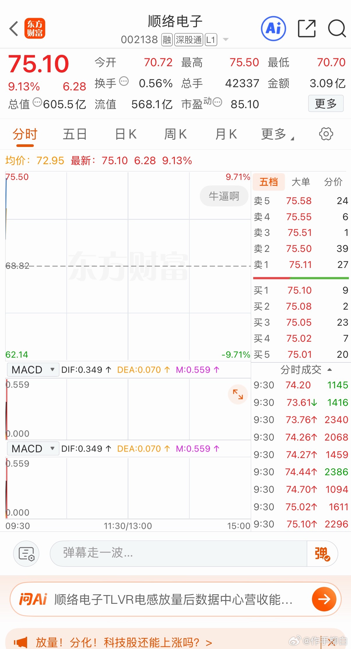 顺络电子恭喜兄弟们