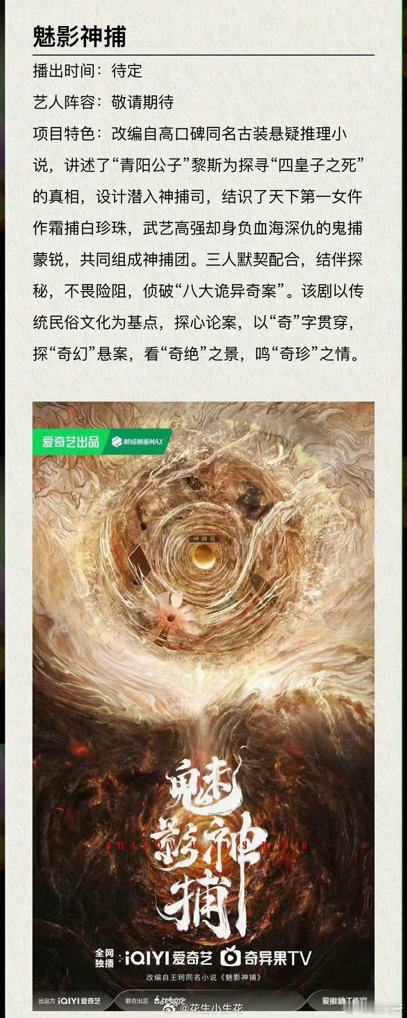 这个班底太烂，罗云熙最好别接这个剧，谁家S+大剧才拍3个月啊。。。魅影神捕主演罗
