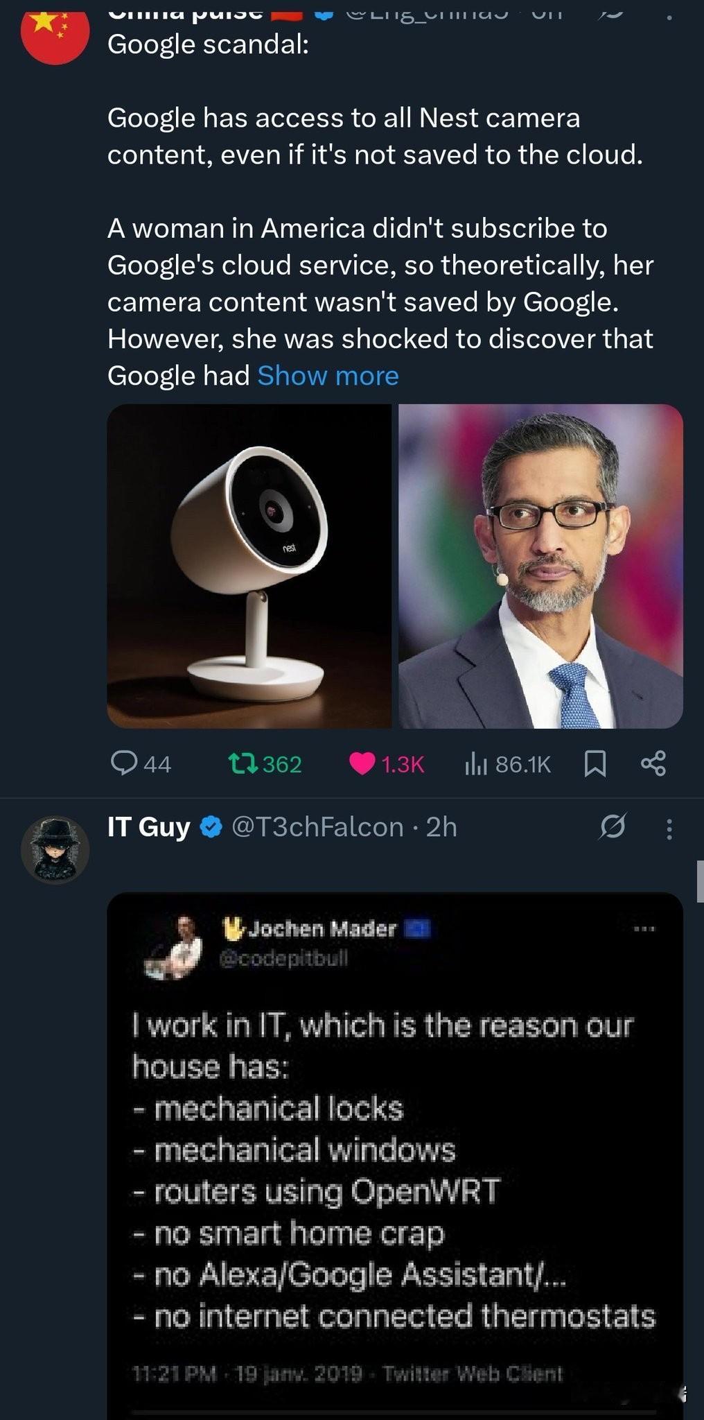 谷歌丑闻：即使没有保存到云端，谷歌也能访问所有Nest摄像头的内容。