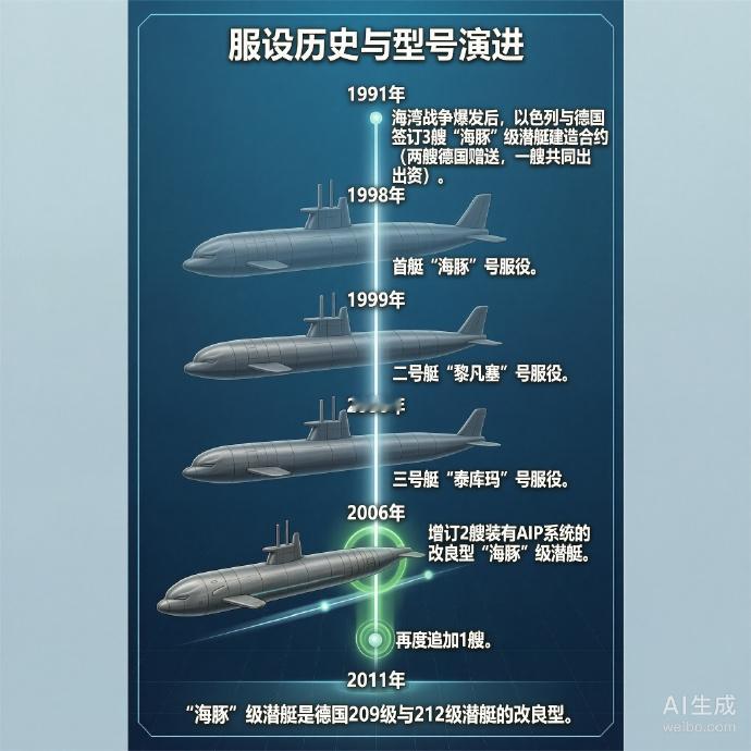 军事ai新视野以色列“海豚”级潜艇“海豚”级潜艇是以色列海军装备的常规动力潜艇