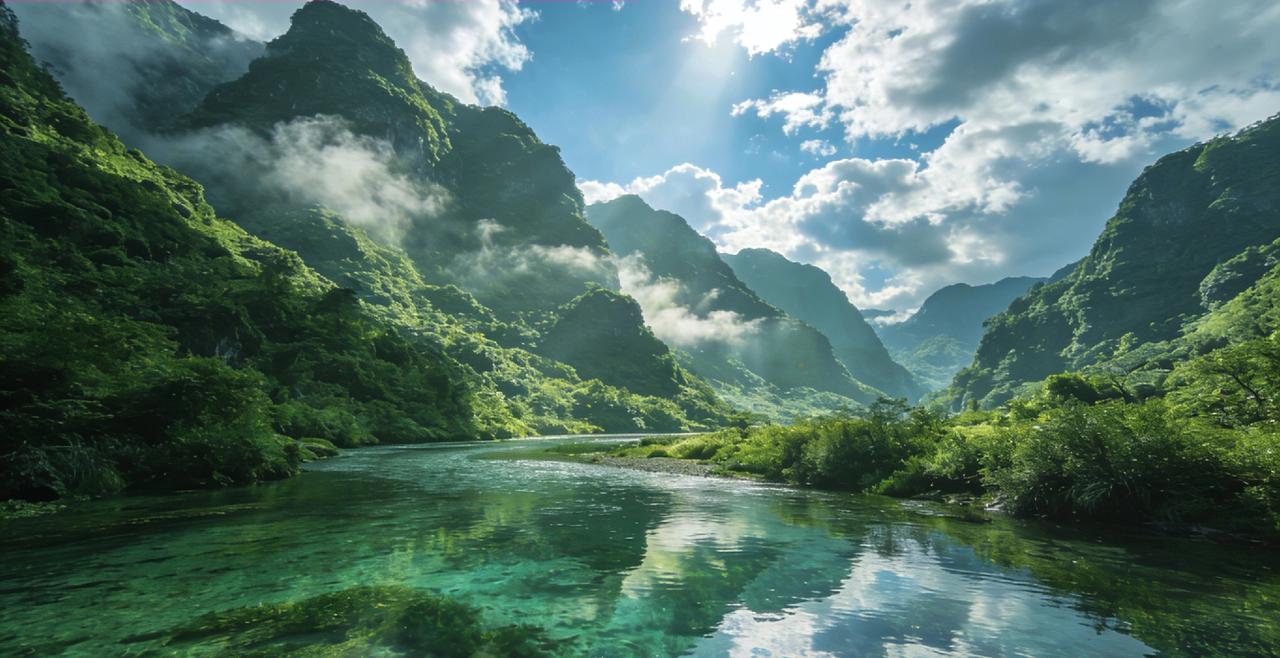 青山如黛，绿水含烟，这组图片定格了大自然的灵动与静谧。图中群峰叠翠，植被覆盖率高