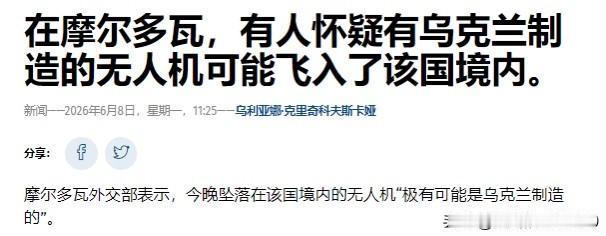 无论是乌克兰无人机，还是俄罗斯无人机，最后责任都在俄罗斯——摩尔多瓦：怀疑昨晚飞
