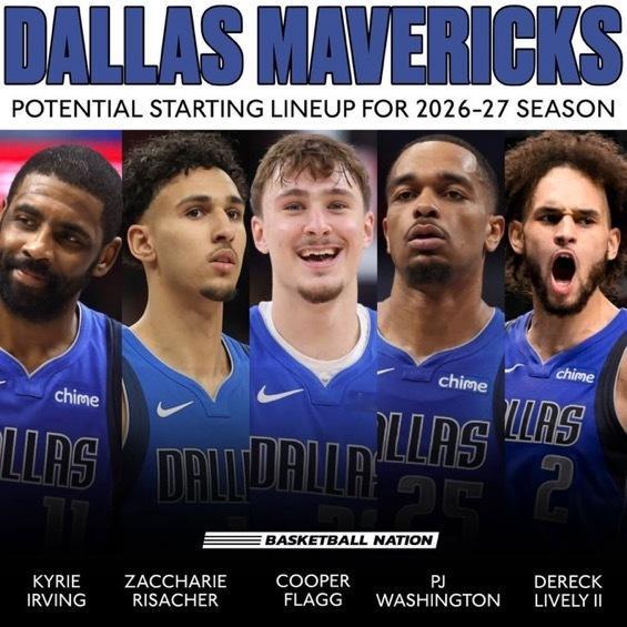 独行侠队在预计首发阵容中有五位前乐透秀球员😳KyrieIrving—状