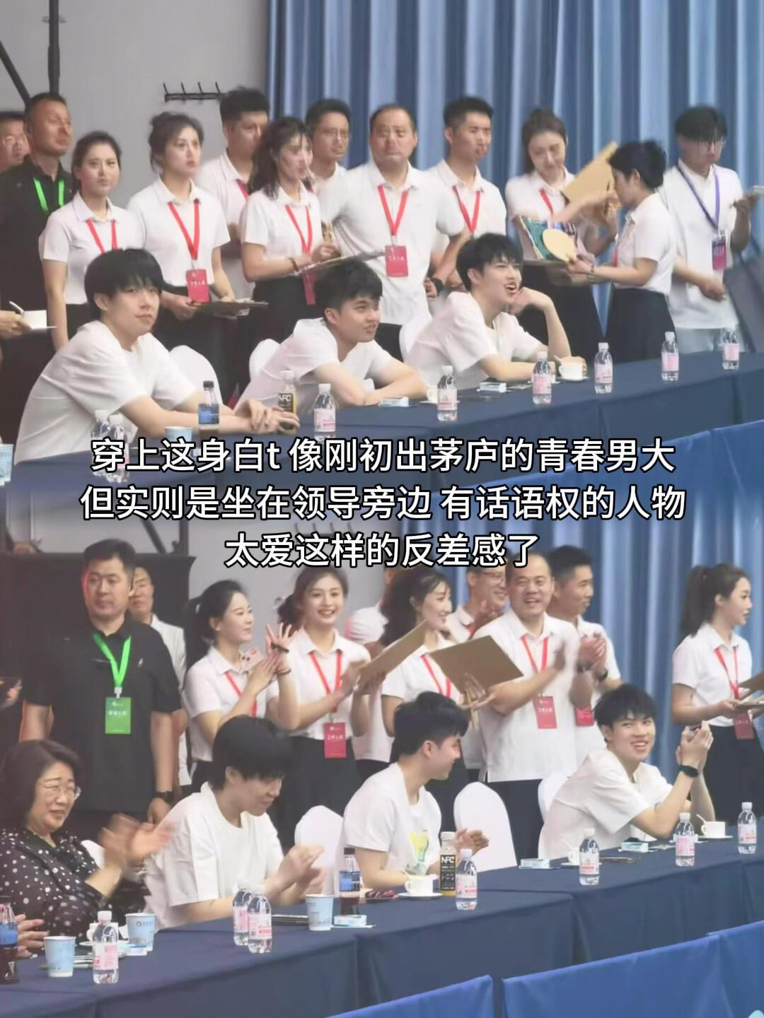 王楚钦穿上白T，魏桥的眼光真好，签约他们四个，都是超级棒！真的就是崭露头角的青