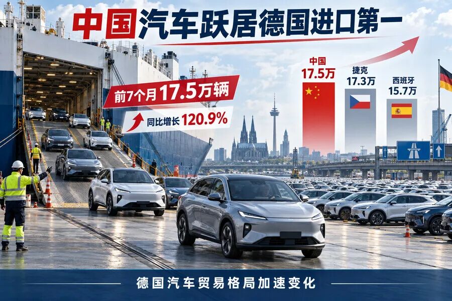 中国首次成为德国最大进口汽车来源国: 前7个月猛增120.9%