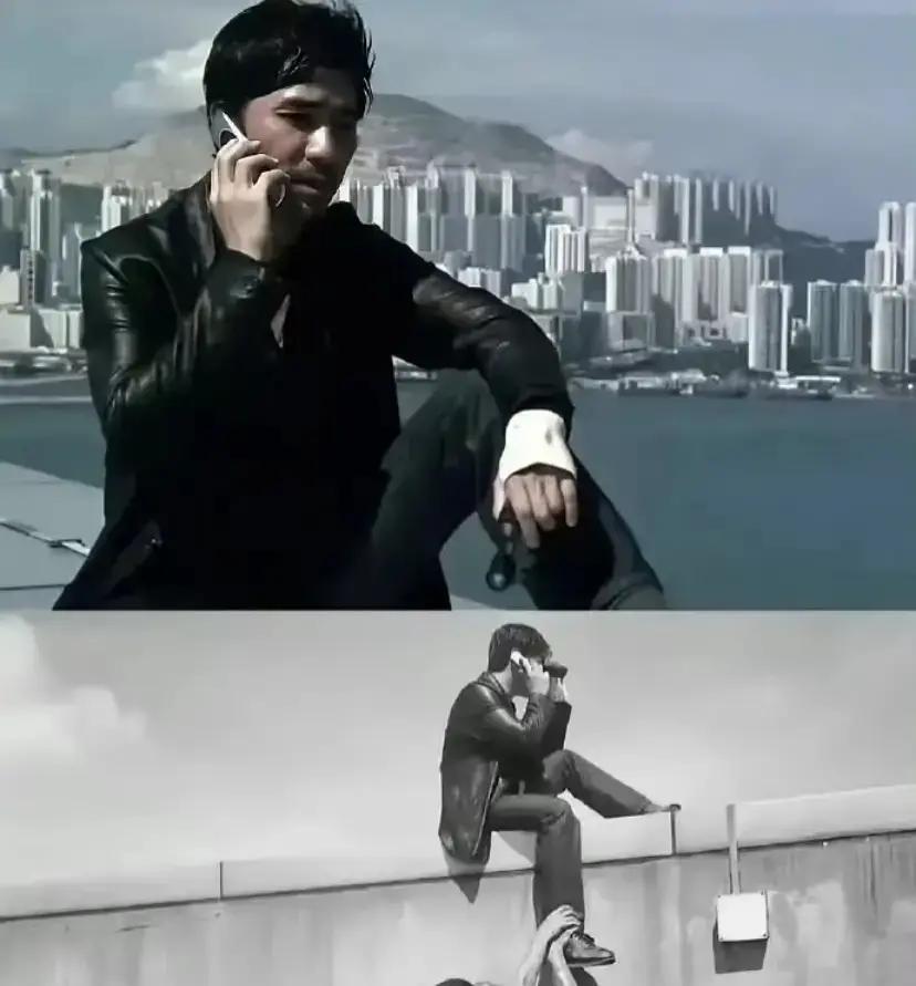梁朝伟在《无间道》天台根本没摔下去。镜头靠近，钢丝痕被后期一帧帧擦掉。刘德