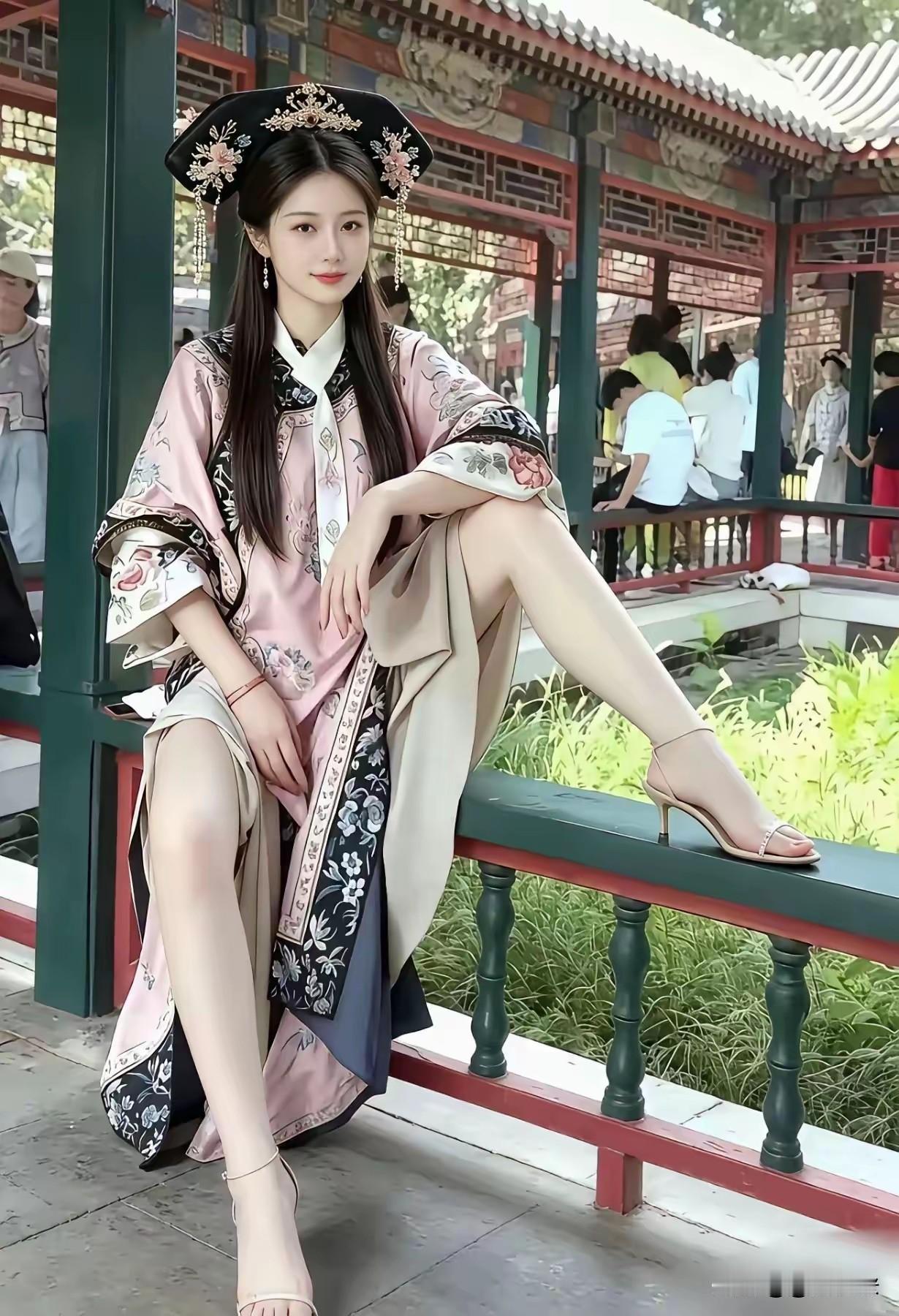 小姑娘长得很漂亮，可是感觉脑瓜子不好使一样，大庭广众坐姿这么豪放也太不文明了吧？