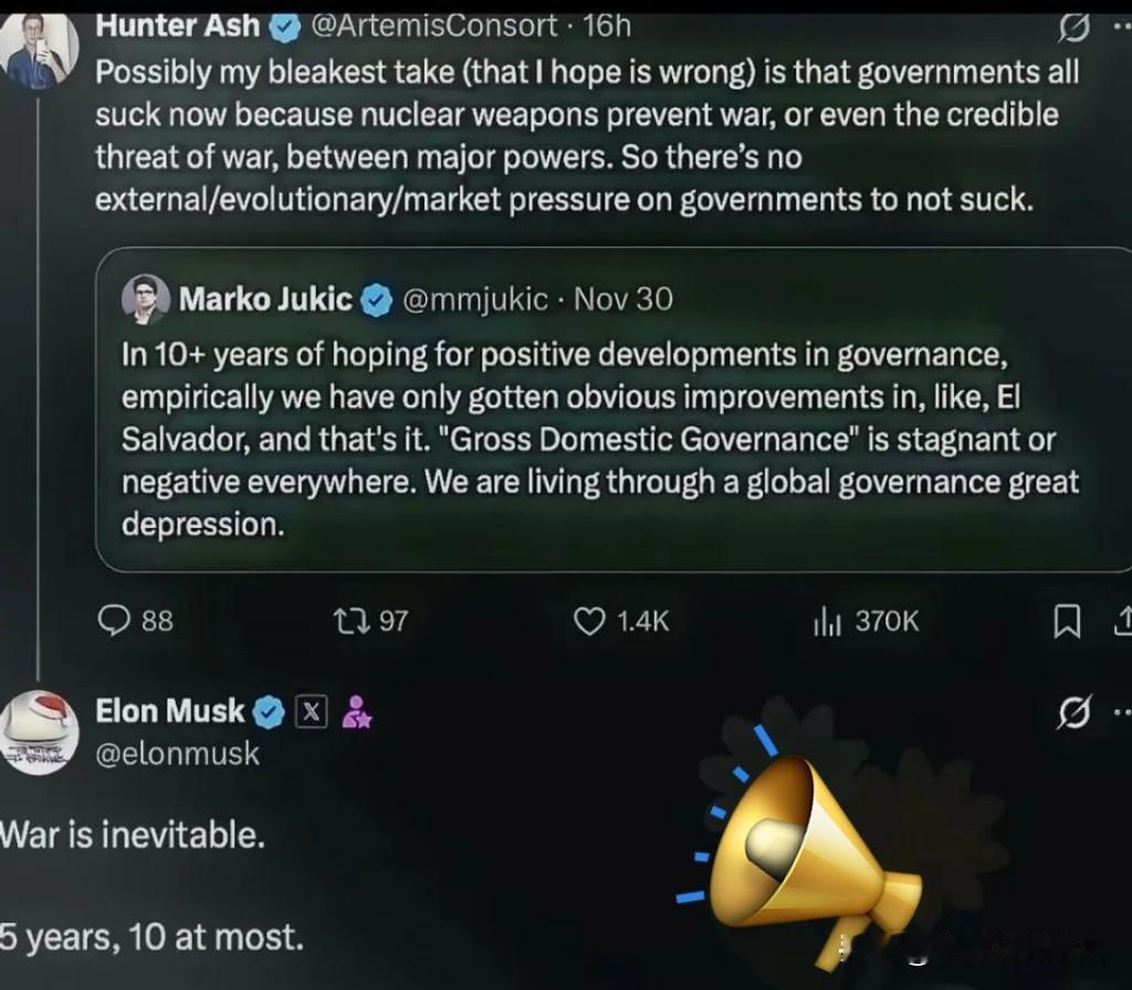 马斯克深夜预警！科技圈“风向标”马斯克又抛重磅言论！近日深夜，他在社交平台