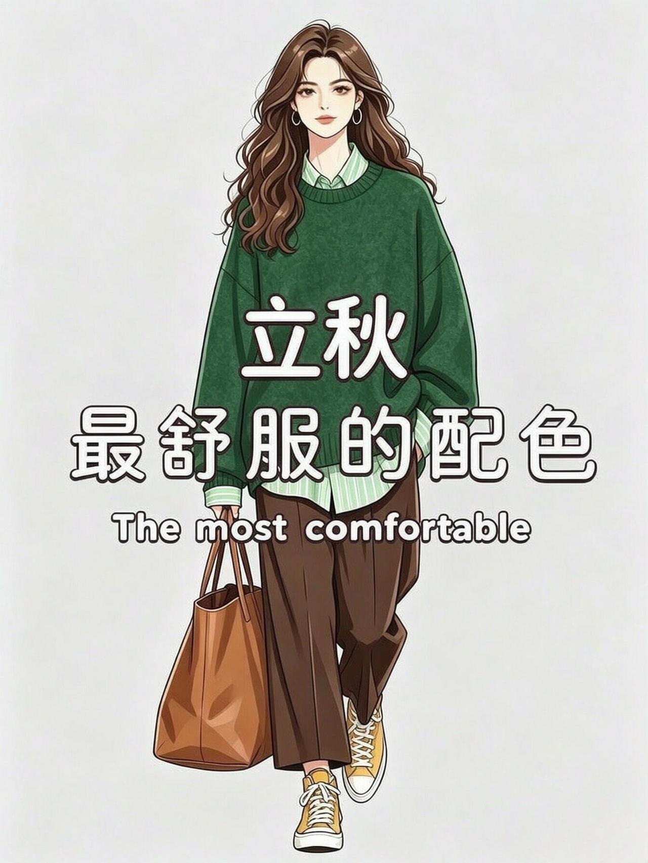 温柔又治愈的早秋色彩参考来啦。不用费心去想怎么搭，绿色+咖色、浅蓝+酒红、暖橘+