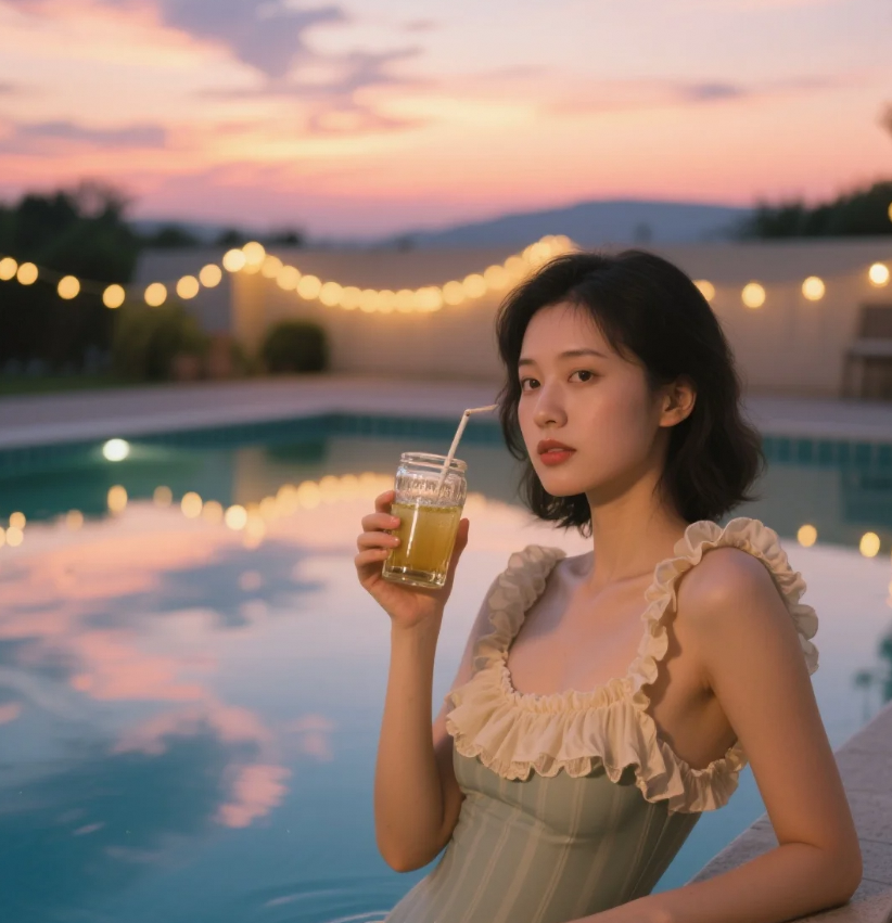水波倒影中的迷人风采，泳装美女诠释高级性感