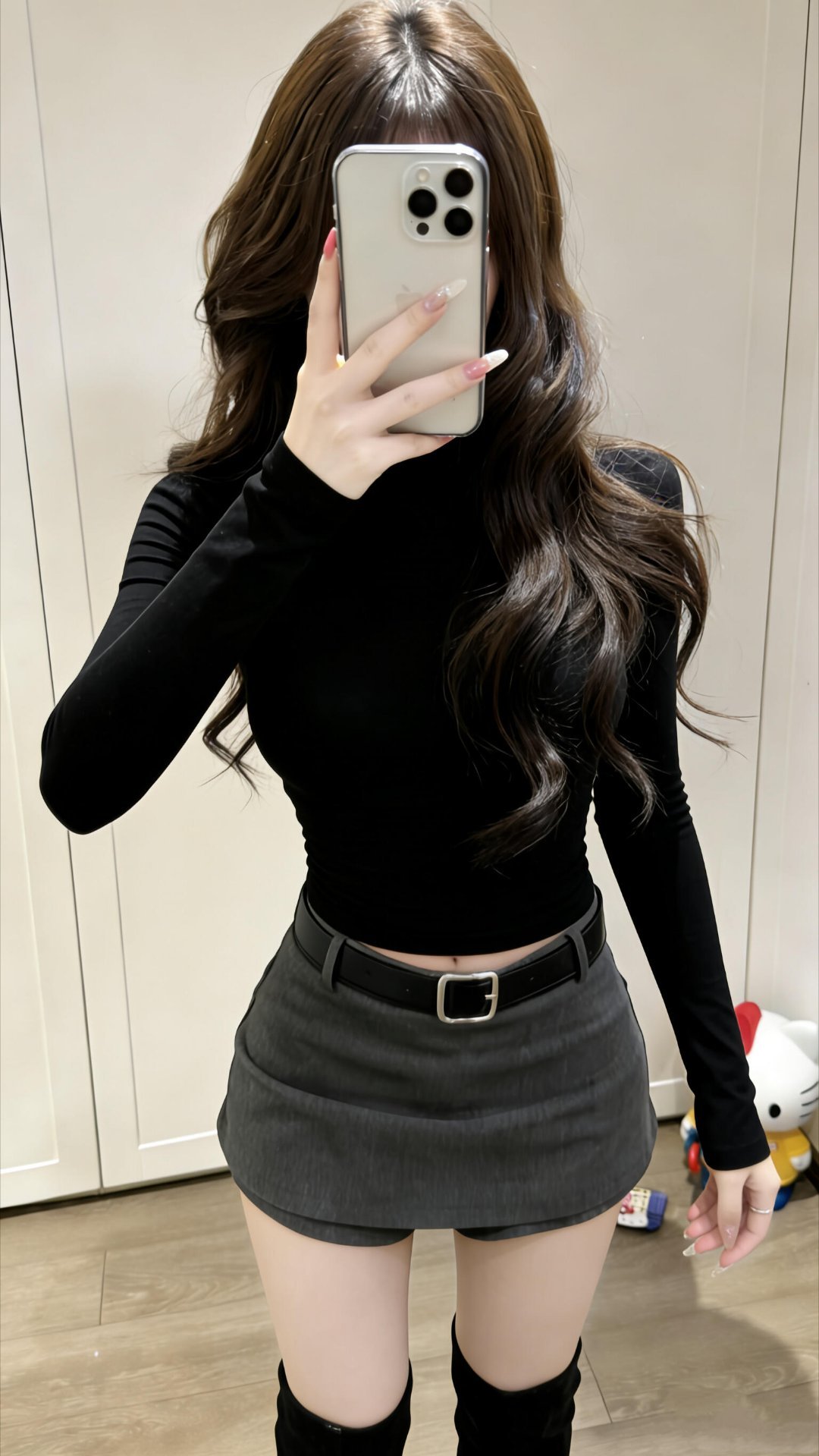 黑色打底衫➕短裙真的好绝！！！