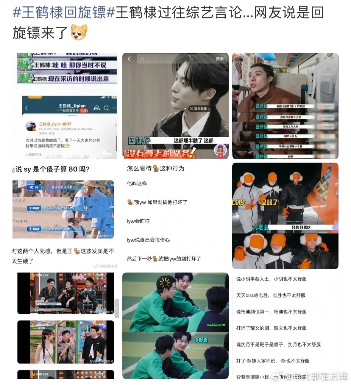 王鹤棣回旋镖这是节目要求的互怼环节，而且王鹤棣说完当场就道歉了，反观王鹤棣表达不