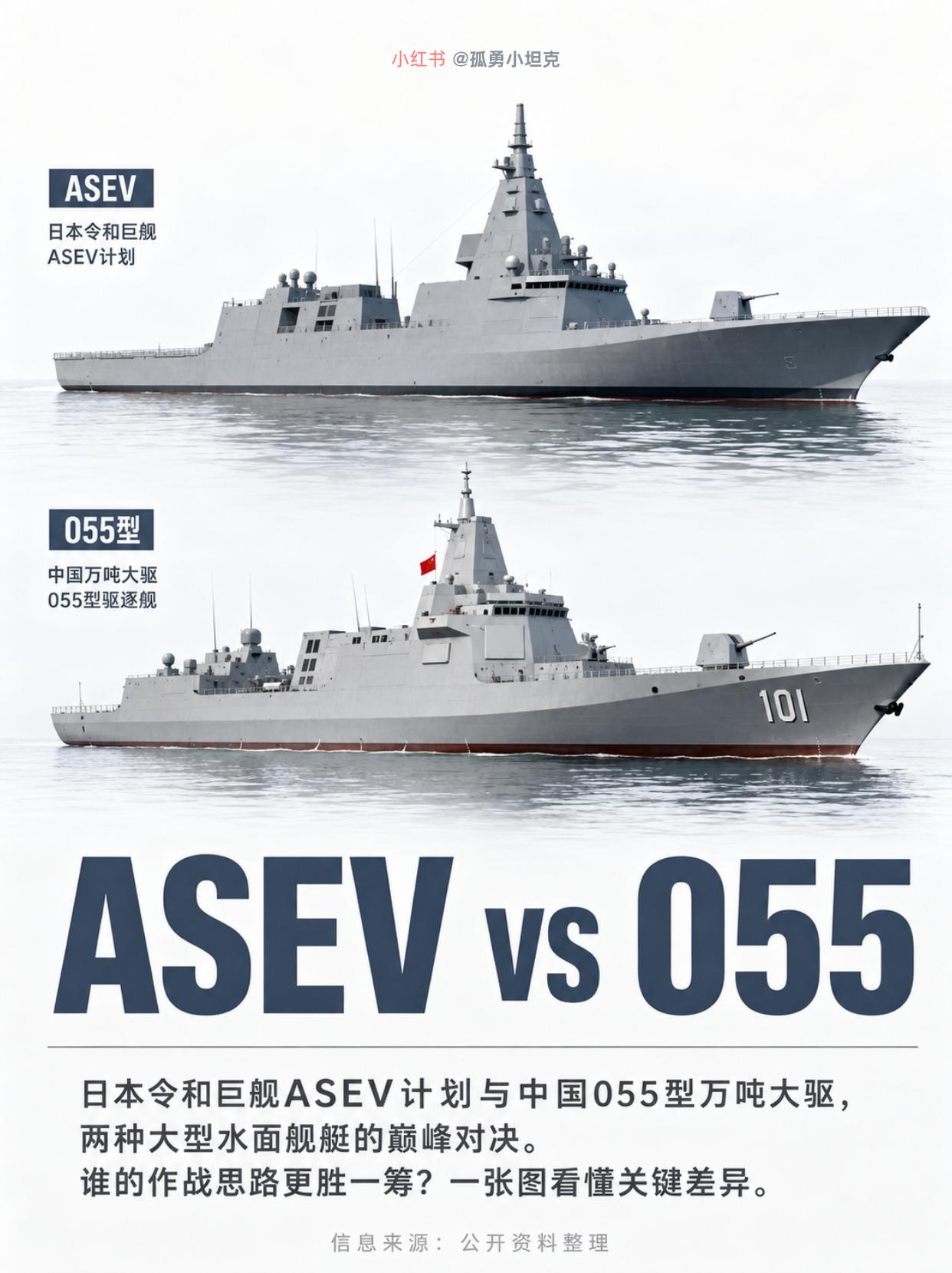 日本ASEV反导巨舰对标055，定位差距比较！两款万吨级大驱，背后是完全不同的