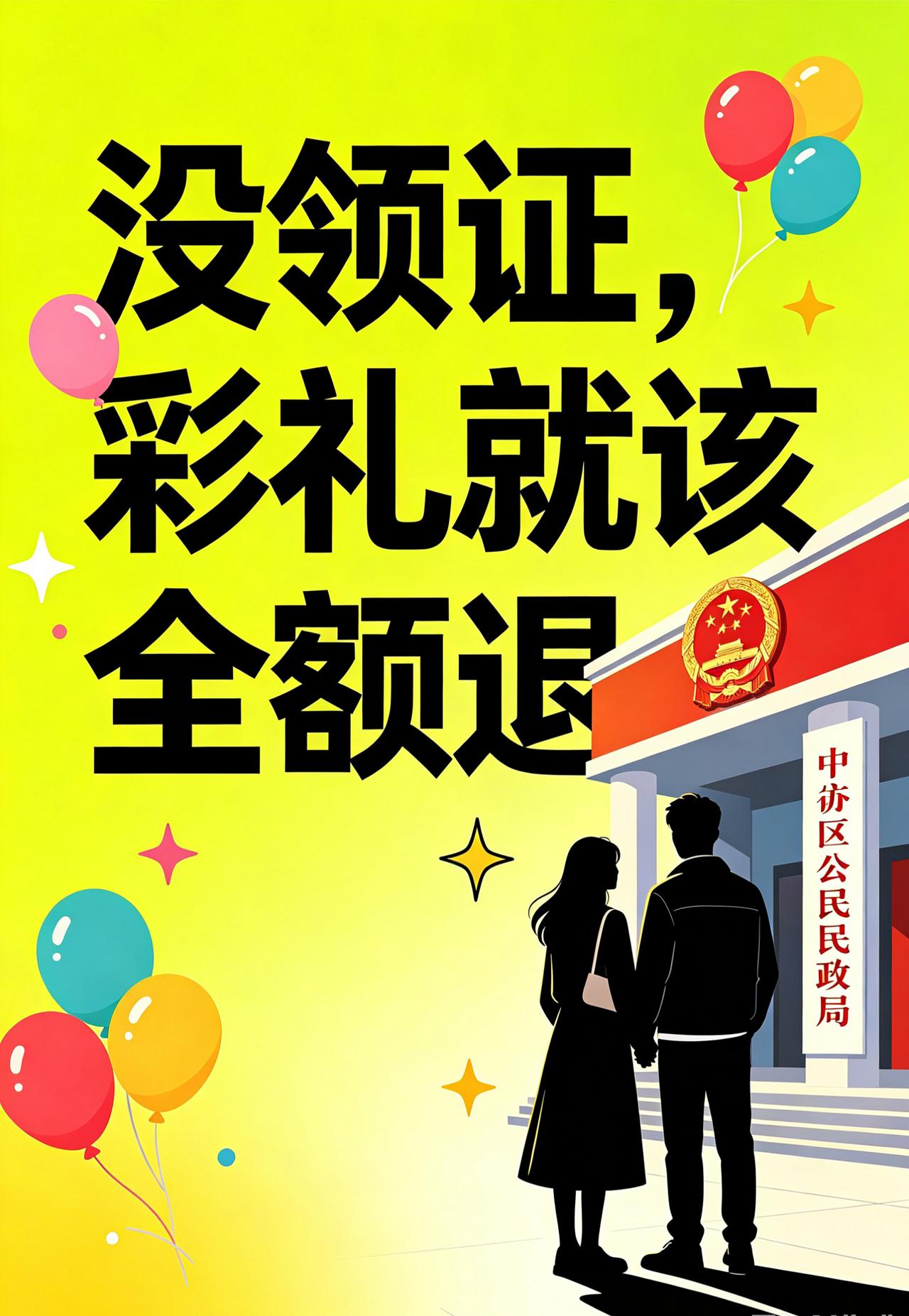 我认为可以。没领证，彩礼就该全额退！我坚持这个观点。有人说没领证不一定能全要