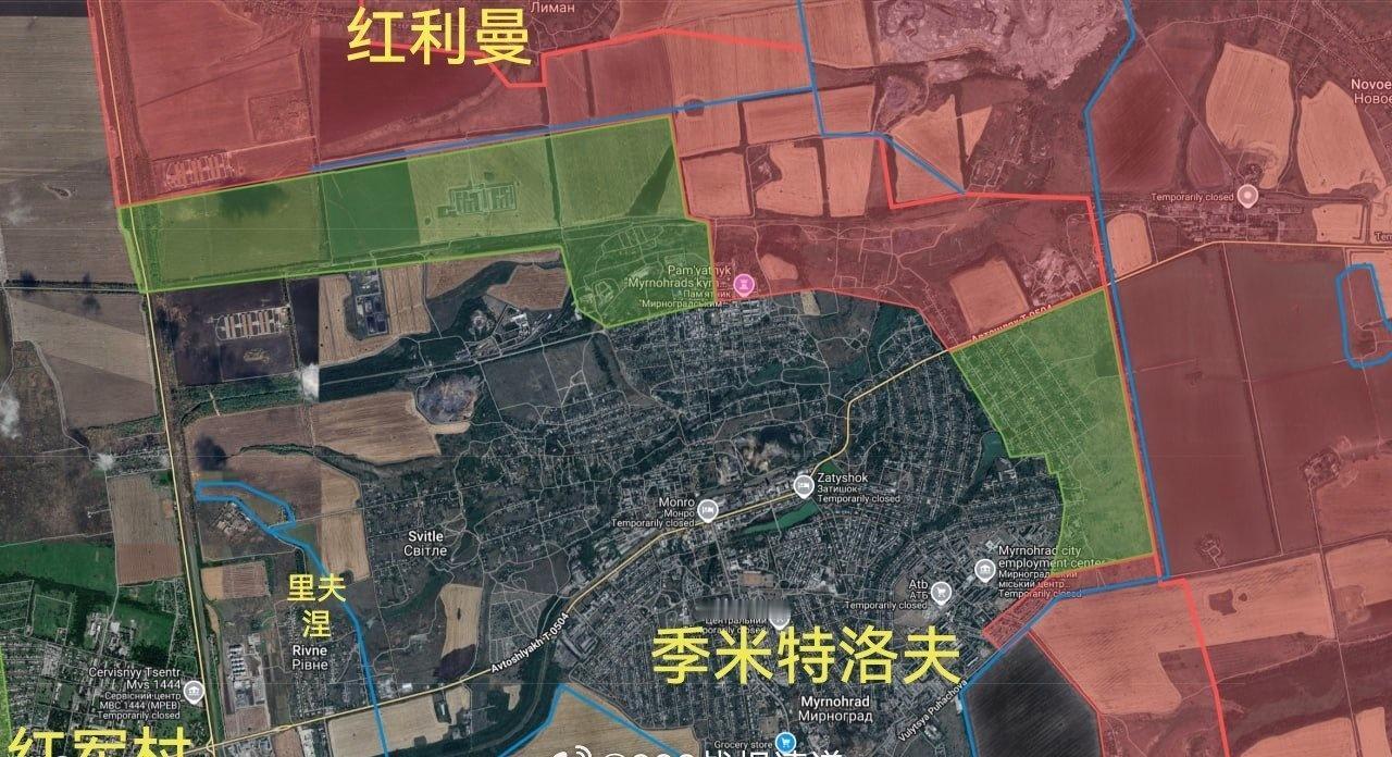 10月29日K哥更新俄乌战报：图一：俄军已扩大了他们在季米特洛夫市北部和东部郊