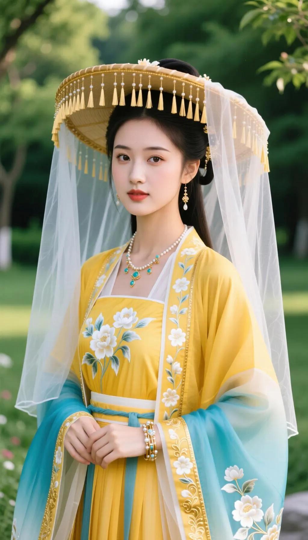 古风少女，花间漫步，优雅动人