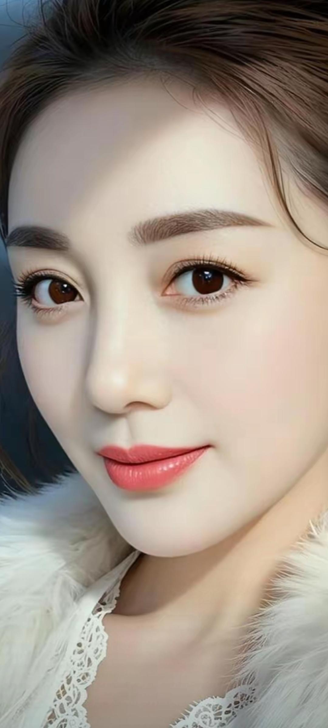 温柔甜美的冬日穿搭，毛茸茸的外套搭配蕾丝内搭，尽显优雅气质！🌟✨