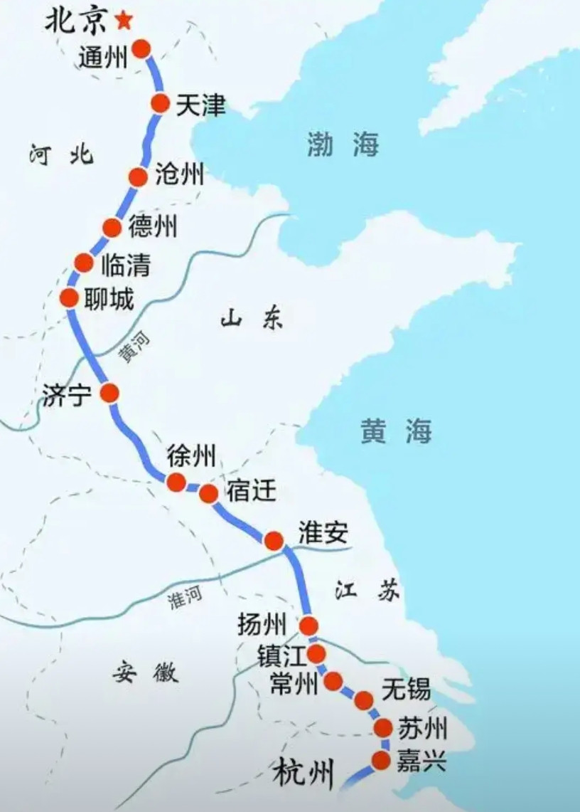 这是京杭大运河全程路线图，遗憾的是目前没有全程路线的旅游船，如果有，这条旅游路线