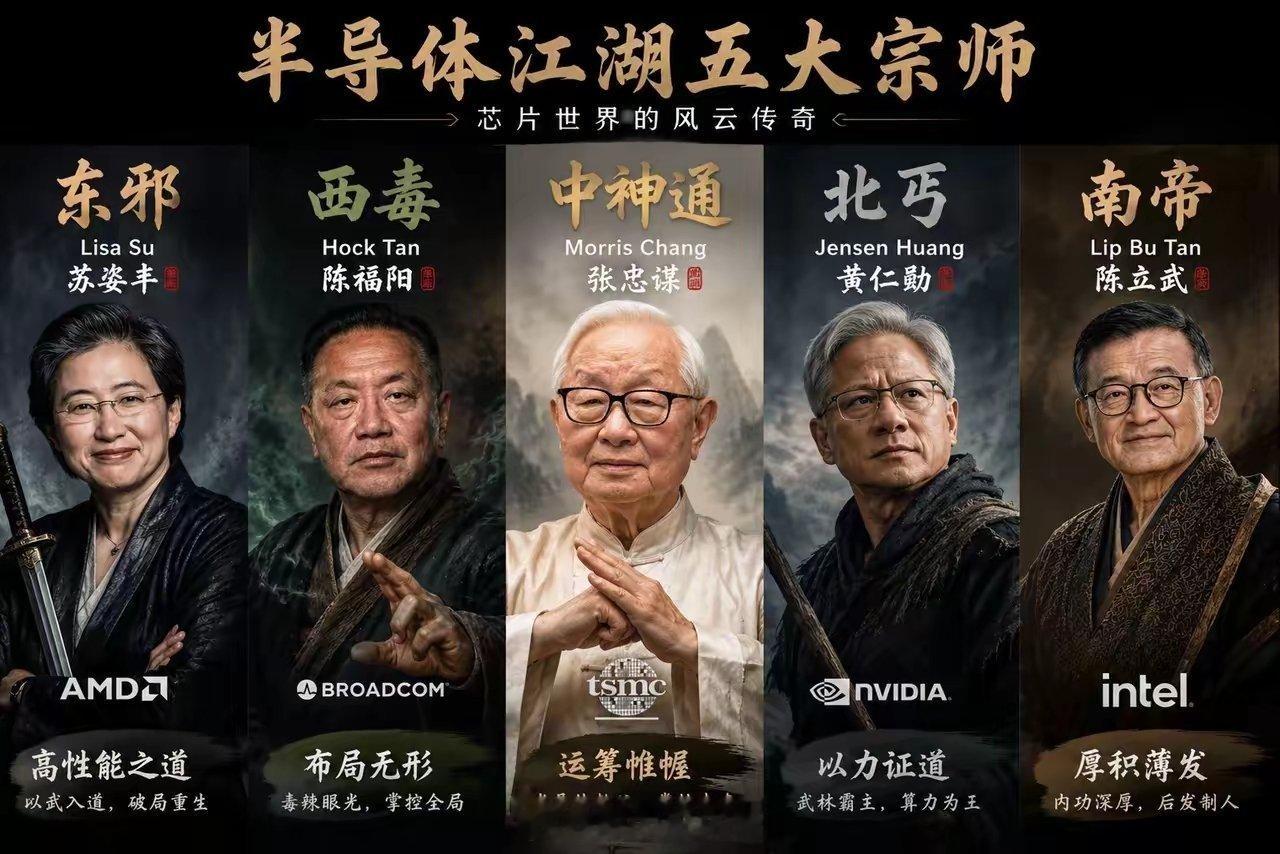 没想到吧，当今的半导体江湖，有五大宗师。AMD的苏姿丰，博通的陈福阳...