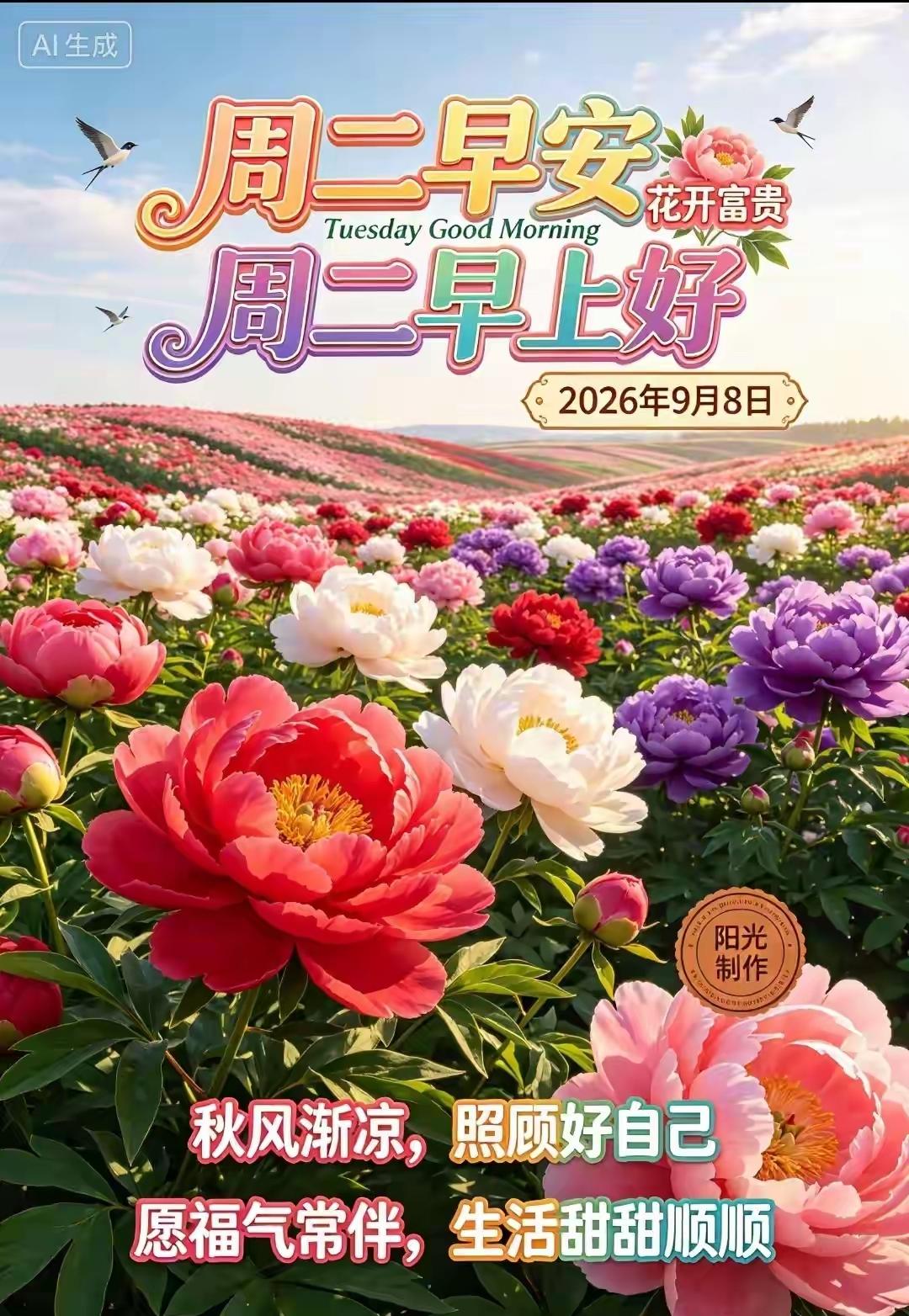 清晨的一句早安，不用华丽辞藻，却是心底一份质朴的惦念。迎着周二的晨光，褪去浮躁