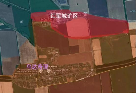 俄军在红军城西南完全控制了自9月底以来开始攻击的红军城煤矿区。这个矿区位于科特林