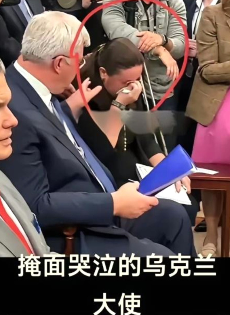 乌克兰驻美国的女大使的确是哭了！当泽连斯基总统在美国被两个不要脸的人围攻时，她或