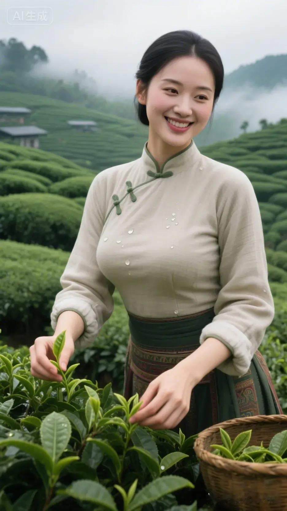 采茶叶的女人，美丽动人，太可爱了！