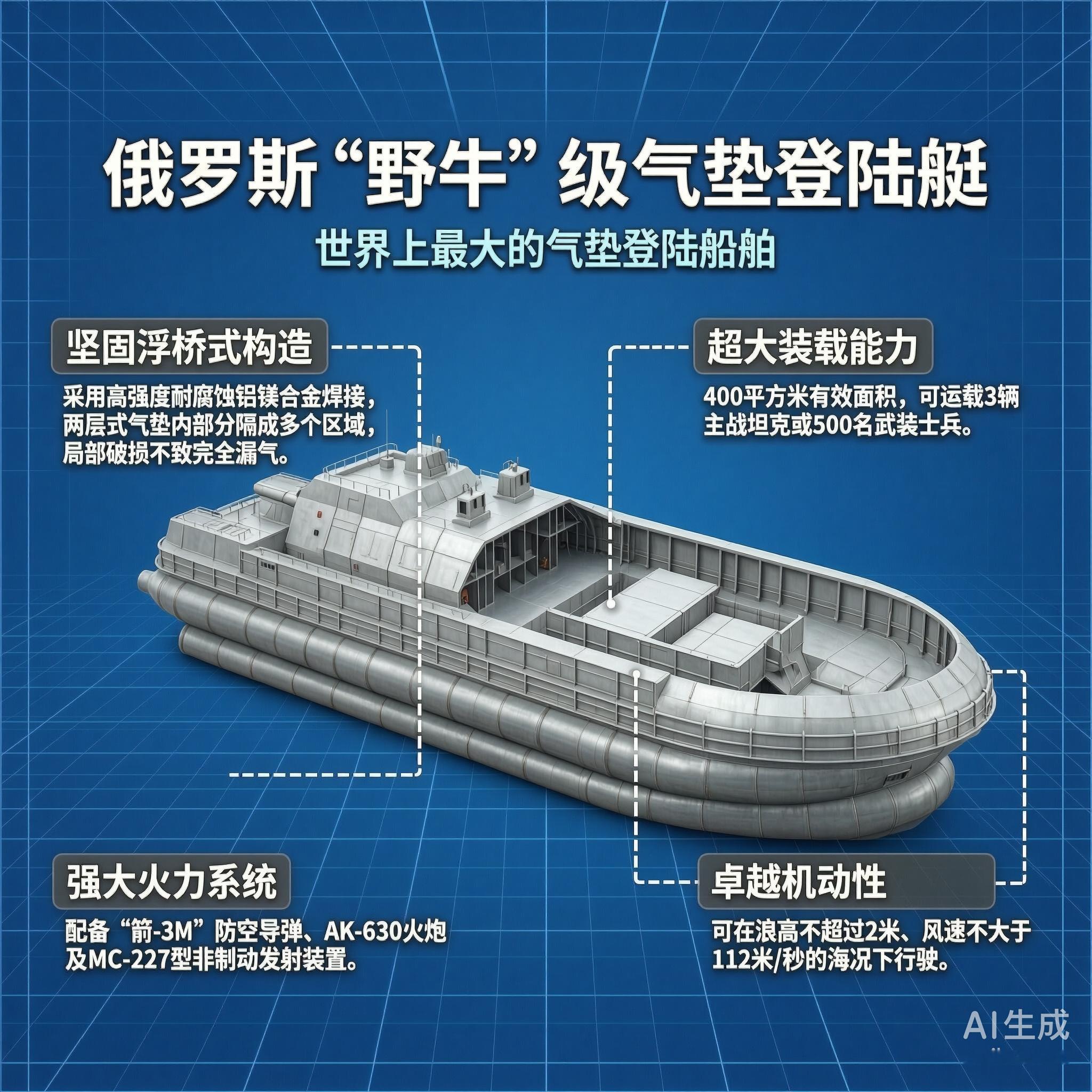 军事ai新视野俄罗斯“野牛”级气垫登陆艇“野牛”级（Zubrclass）是苏