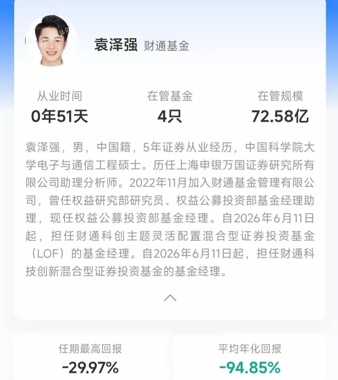 “天才基金经理”51天亏掉95%，基民的钱不是给你练手的！你见过职业生涯刚开