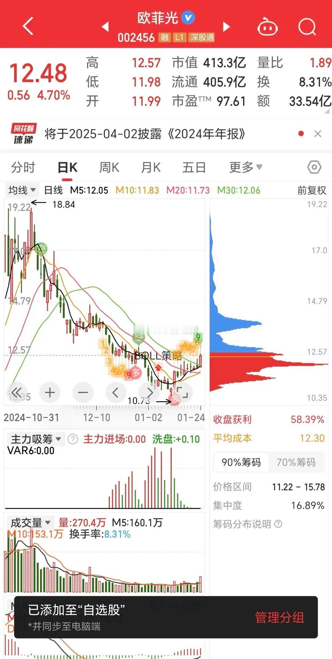 欧菲光机构持仓情况的分析：机构持股比例：截至2024年9月30日，欧菲光的机构持