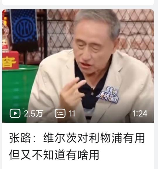 在中国还是张路最懂球，他说知道维尔茨对利物浦有用，但又不知道有啥用。这就是说