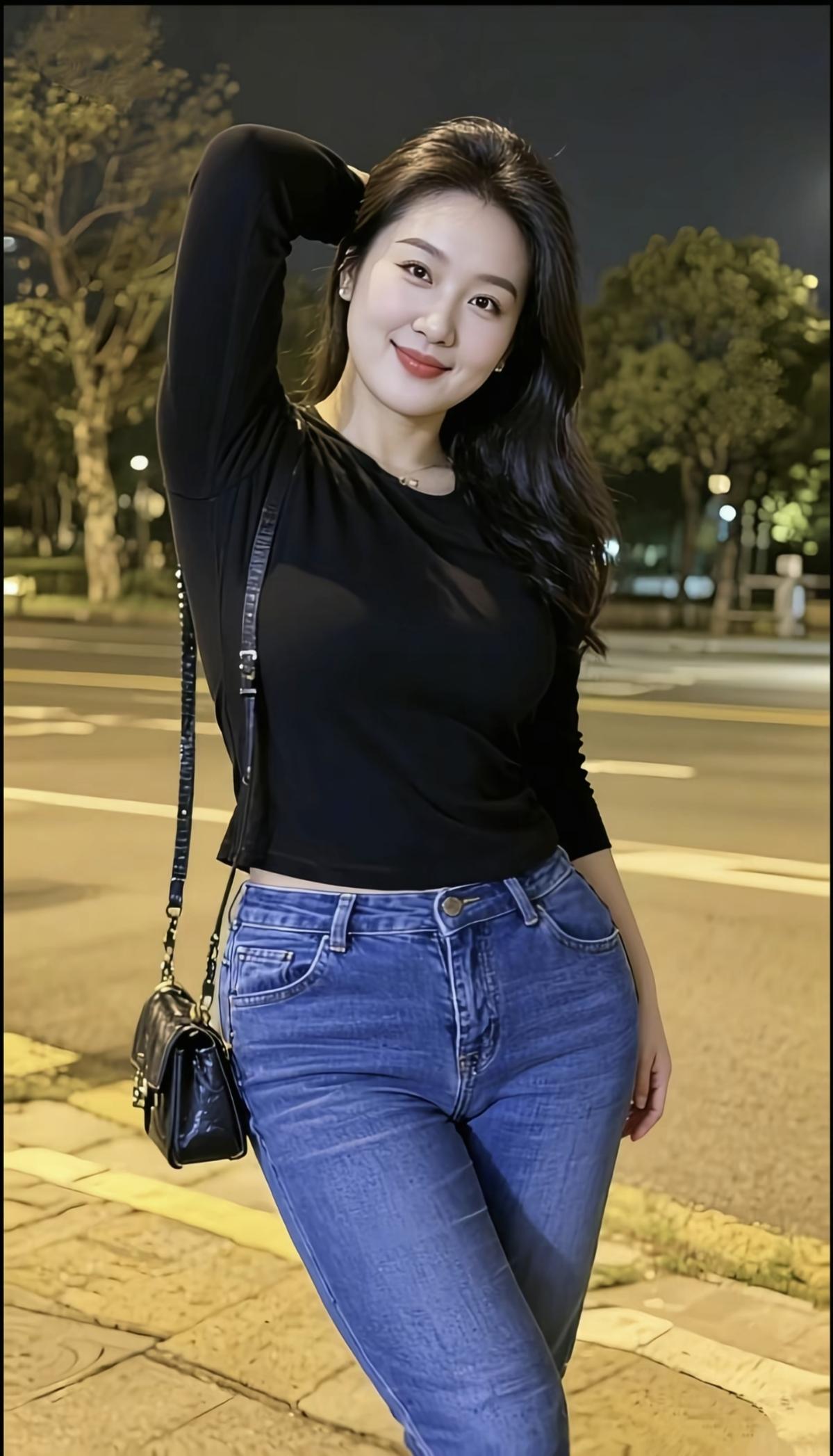 夜色如墨，美人如画。