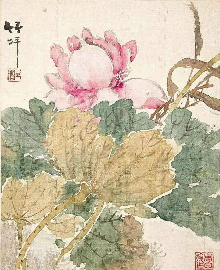 马兆麟《花鸟山水册》，绢本，水墨设色，1901年作。马兆麟（1837-1918）