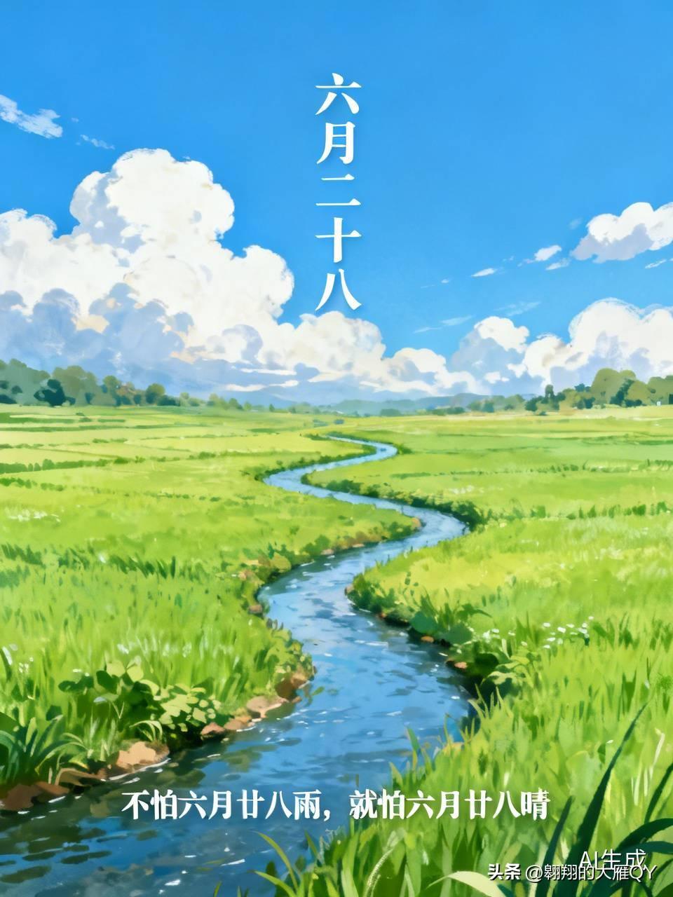 今天是六月二十八，民间有句俗语。六月十三，道不干；淹不淹，六月二十三；发不发，