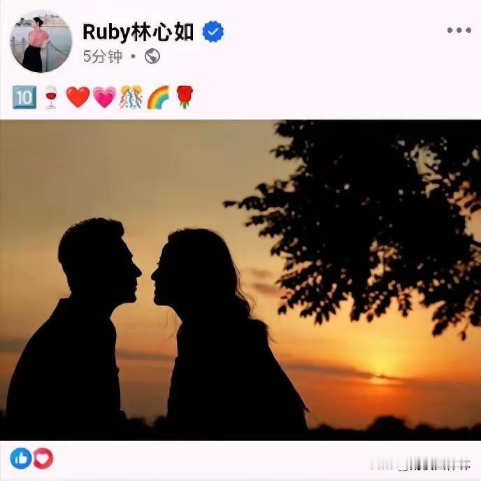 这张照片的含金量太高了。林心如没有写小作文，也没有拉着霍建华拍一组精修大片，