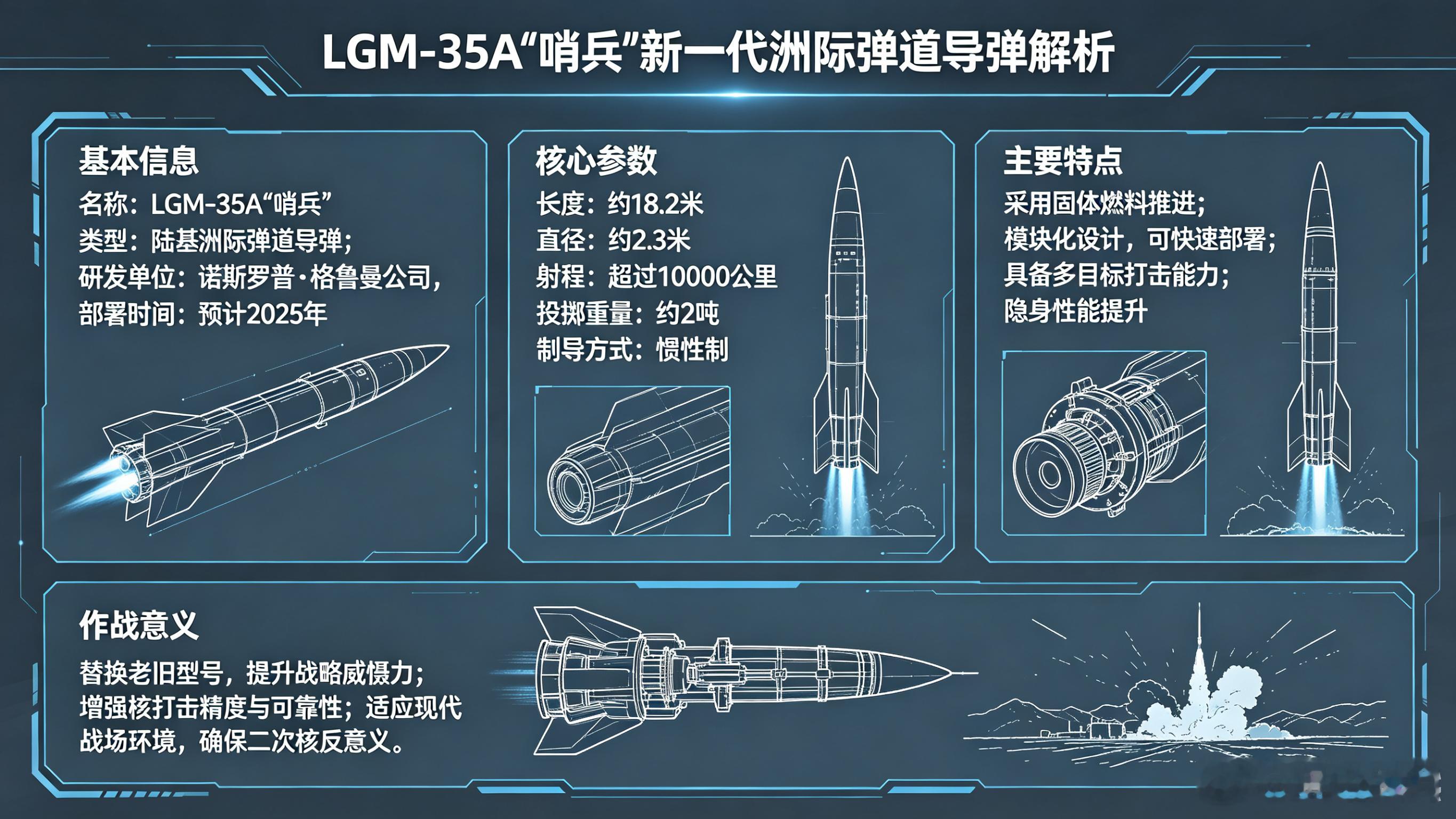 每天认识一件兵器——LGM-35A“哨兵”洲际弹道导弹今天聊聊美国正在全力推进的