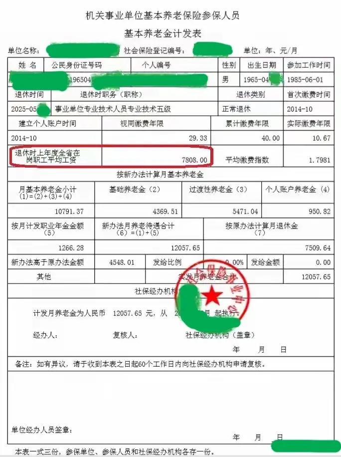 据说这份2025年5月退休的养老金计发表是山东省的。其中“退休时上年度全省在