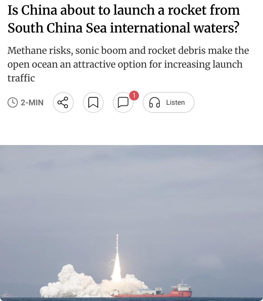 外媒：中国计划首次在南海国际水域发射火箭，展示更灵活的海上远程发射能力。31