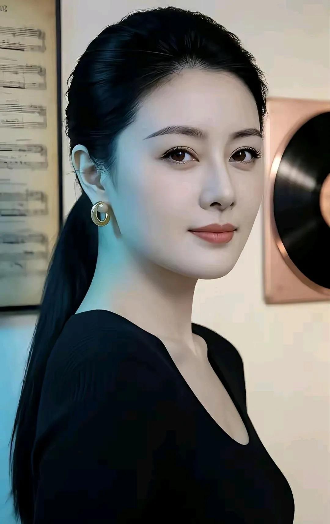 真的被这位姐姐美到移不开眼！一身黑色长裙衬得气质又飒又优雅，五官精致得不像话，妥