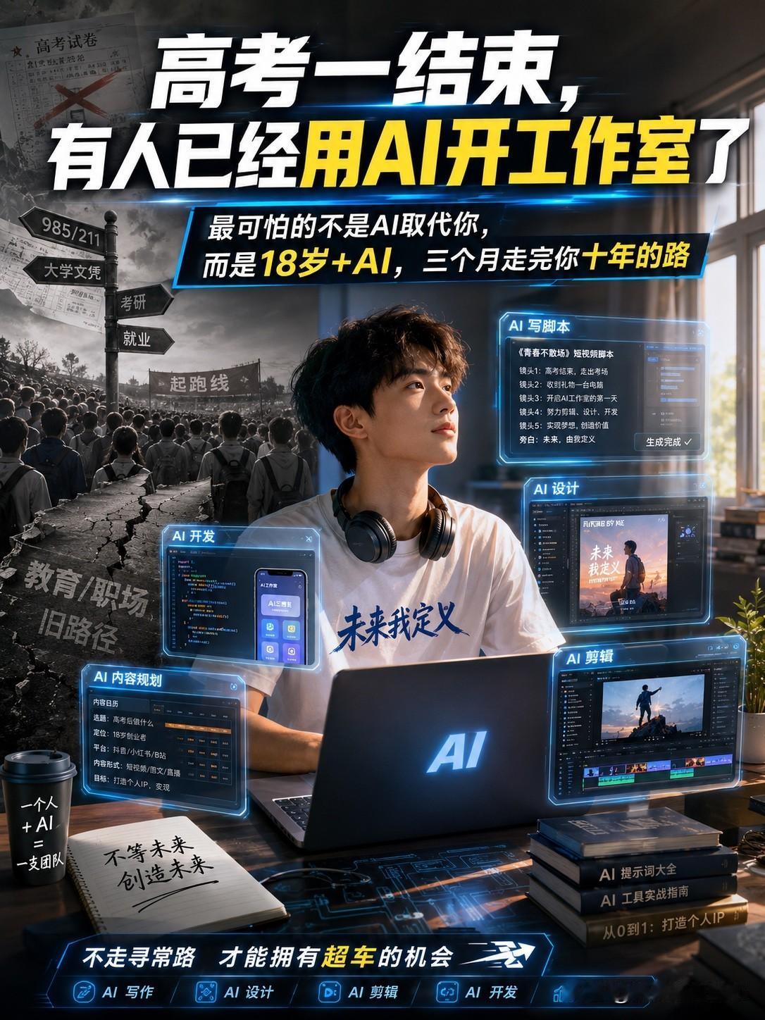 越来越卷是一定的，且不可逆！高考结束，别人收到电脑先下载游戏，他却直接开工作室。