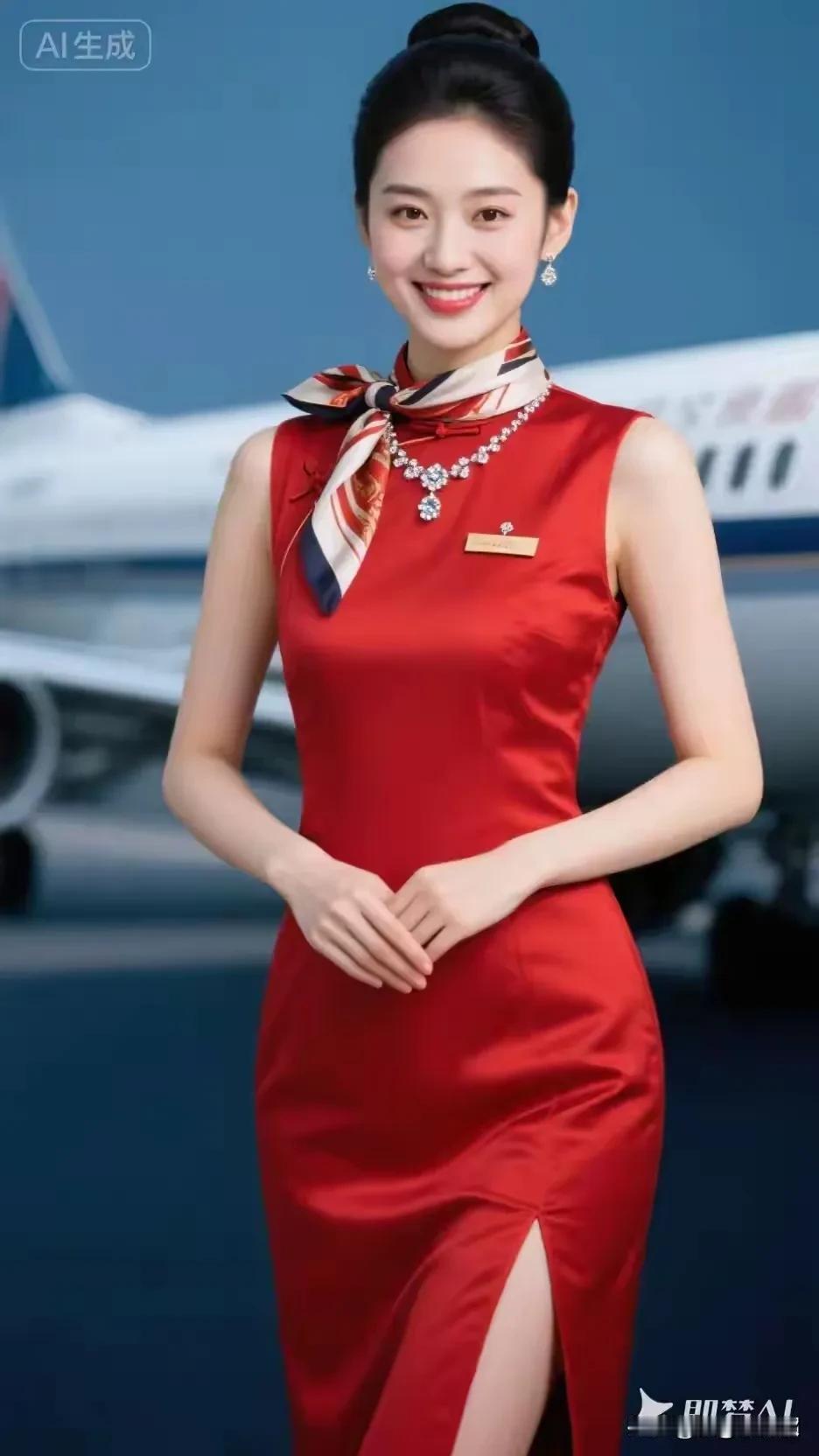 唯有牡丹真国色，花开时节动京城。中国旗袍，红红火火中国空姐，蓝天牡丹绝代