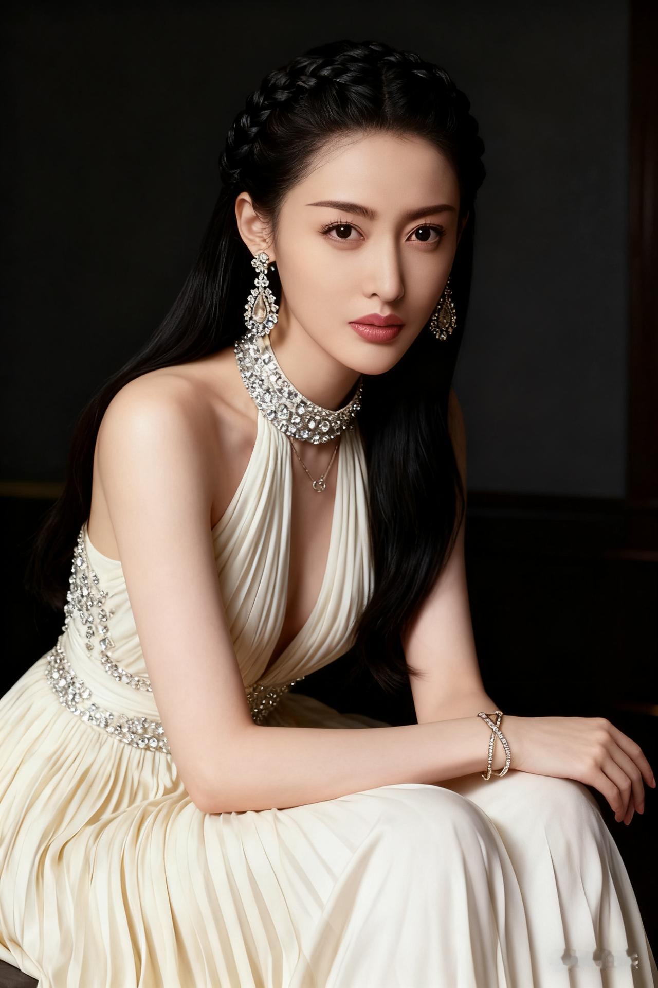 优雅黑发美人，复古珠宝闪耀，气质非凡！