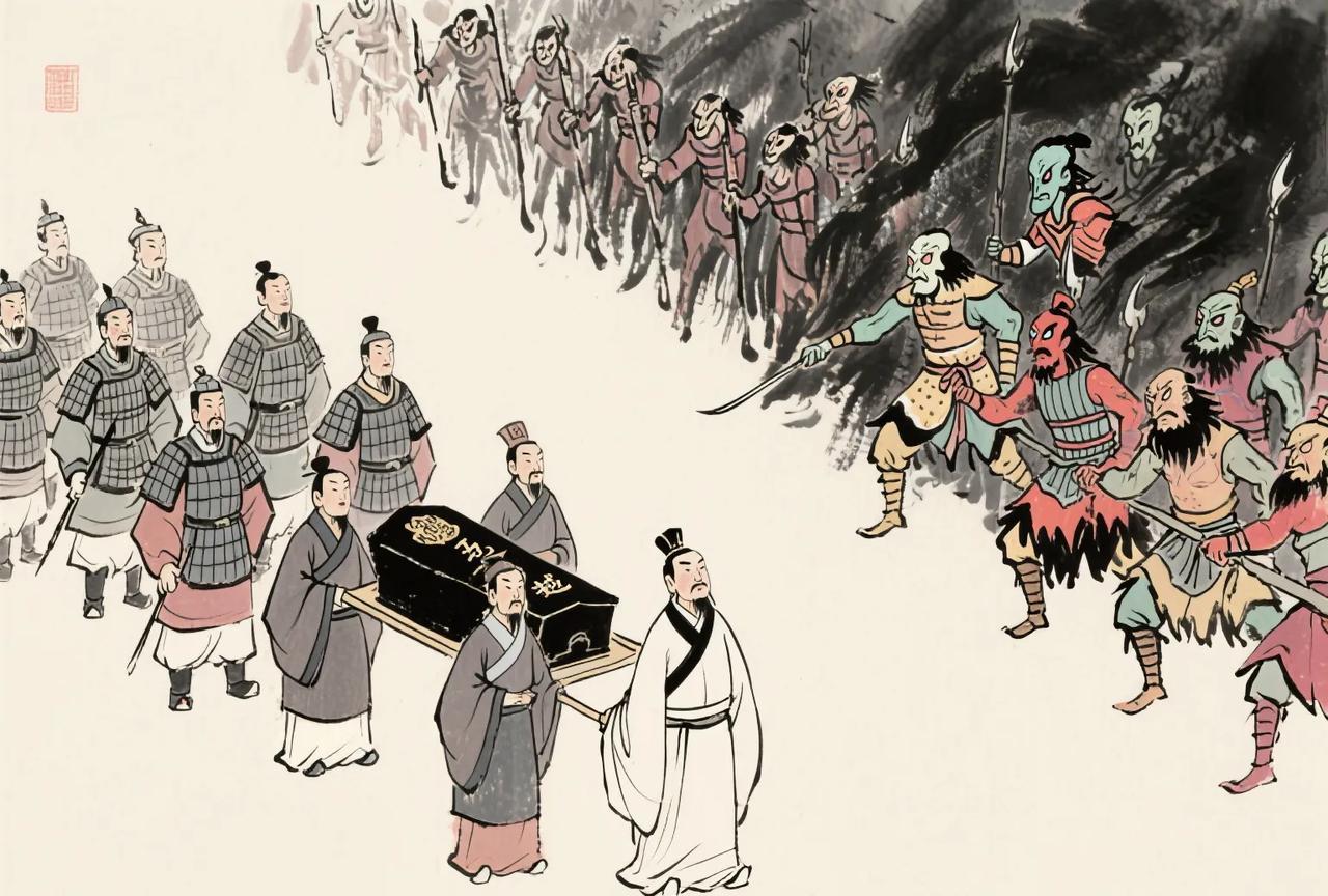初平四年，宰相王衍率三万西晋军护送司马越灵柩东归，突然遇到一支深目高鼻长相如鬼魅