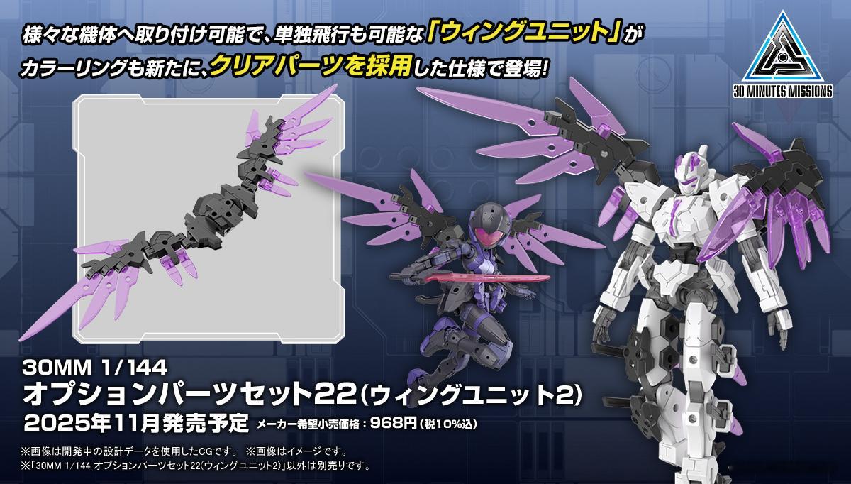 万代30MMOPSet22（飞翼组件2）商品情报公开：2025年11月发售、