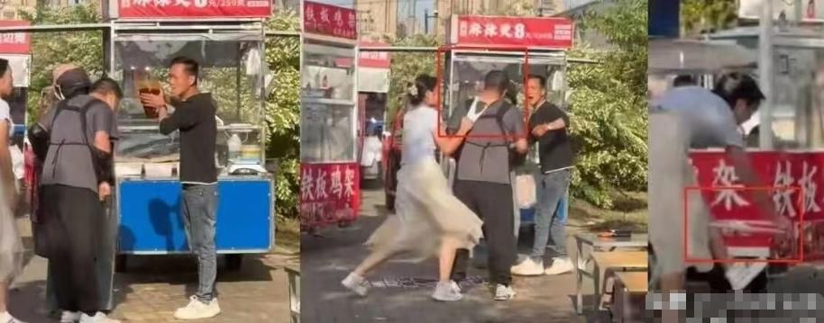 夜市抢摊位吵翻，女子一招内裤套头，直接把对手整懵了。5月13日安徽淮南发生的这件
