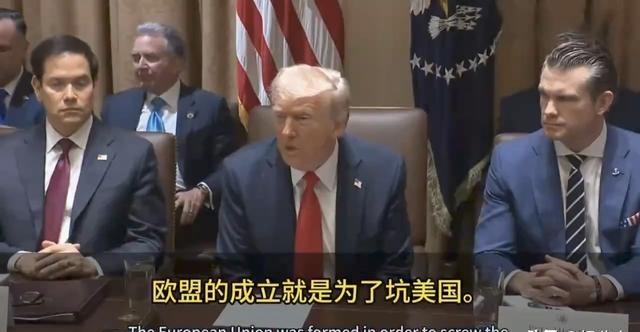 特朗普：欧盟成立的目的就是为了坑美国，坦白说他们坑得不错，但现在我是总统了。记者
