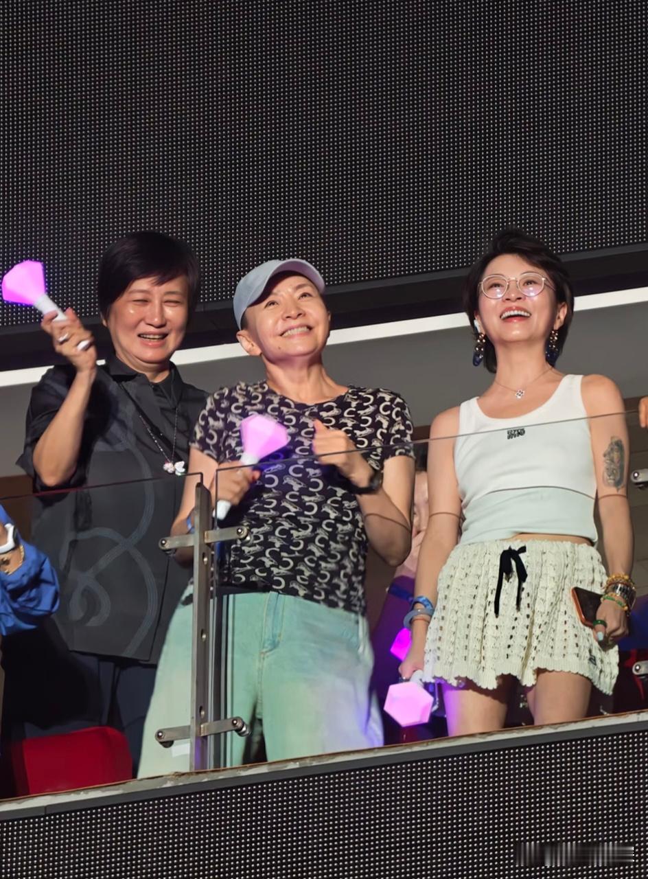 65岁宋丹丹现身那英北京演唱会贵宾区，手握荧光棒，看演唱会开心得像个小女孩