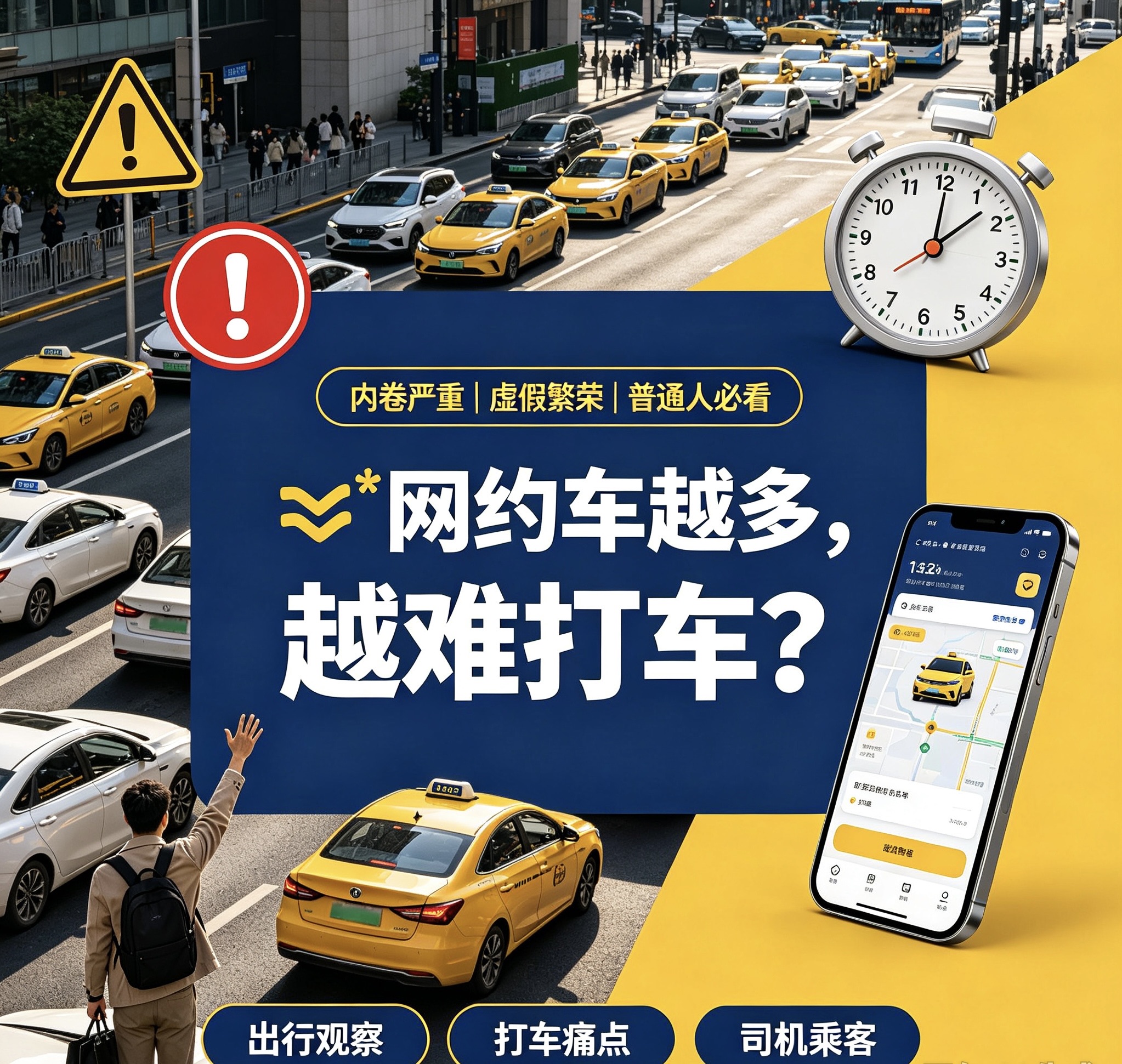 不知道大家有没有遇到这种怪事：早晚高峰期打开打车软件，地图上密密麻麻全是网约车，可等了七八分钟，就是