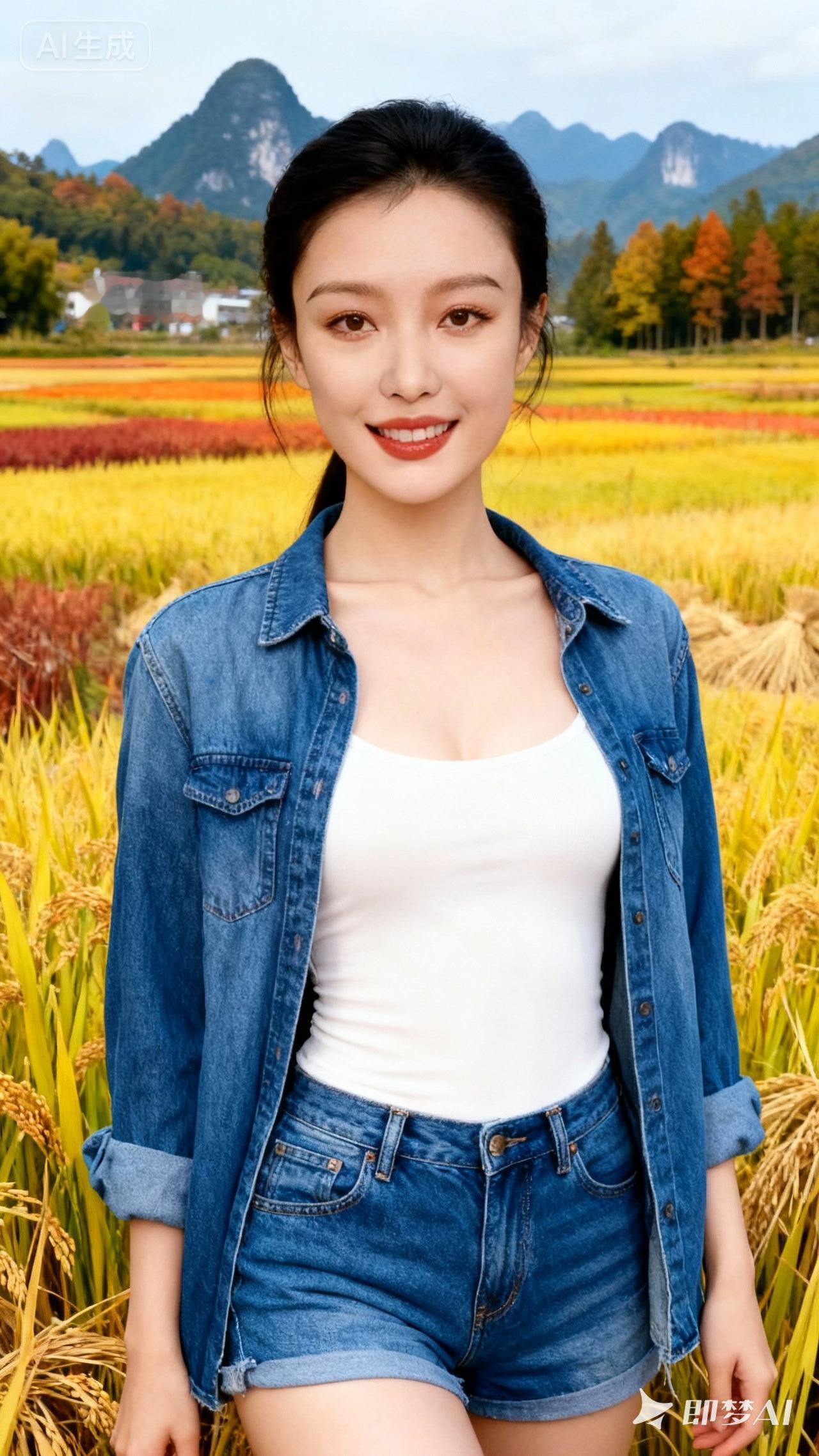 秋日田野里的甜美少女🌾💐