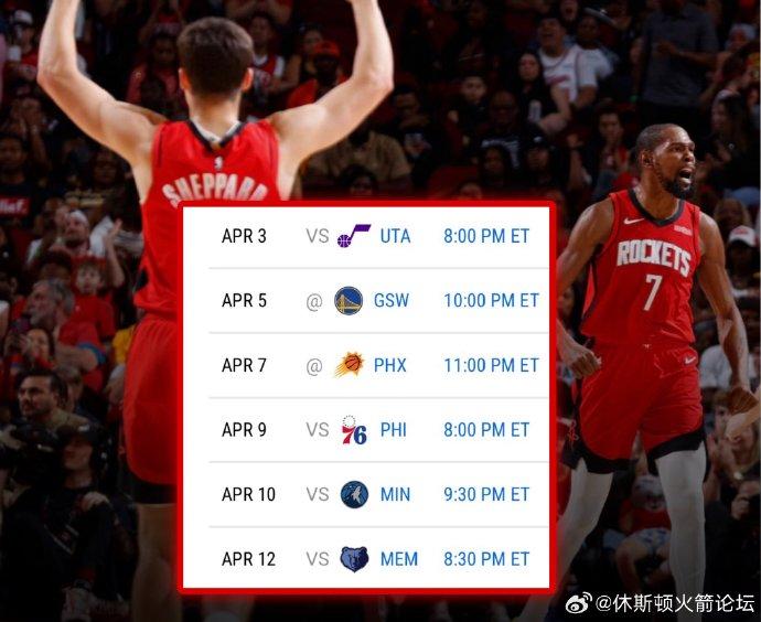 西部第五！火箭本赛季最后六场比赛，能赢几场？对手：爵士、勇士、太阳、76人